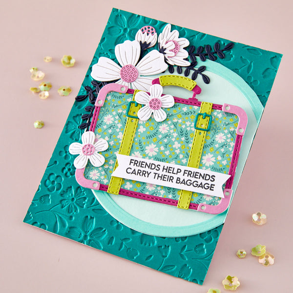 Retro Suitcase and Sentiments Stamp + Die Set | Sheri Ballantyne