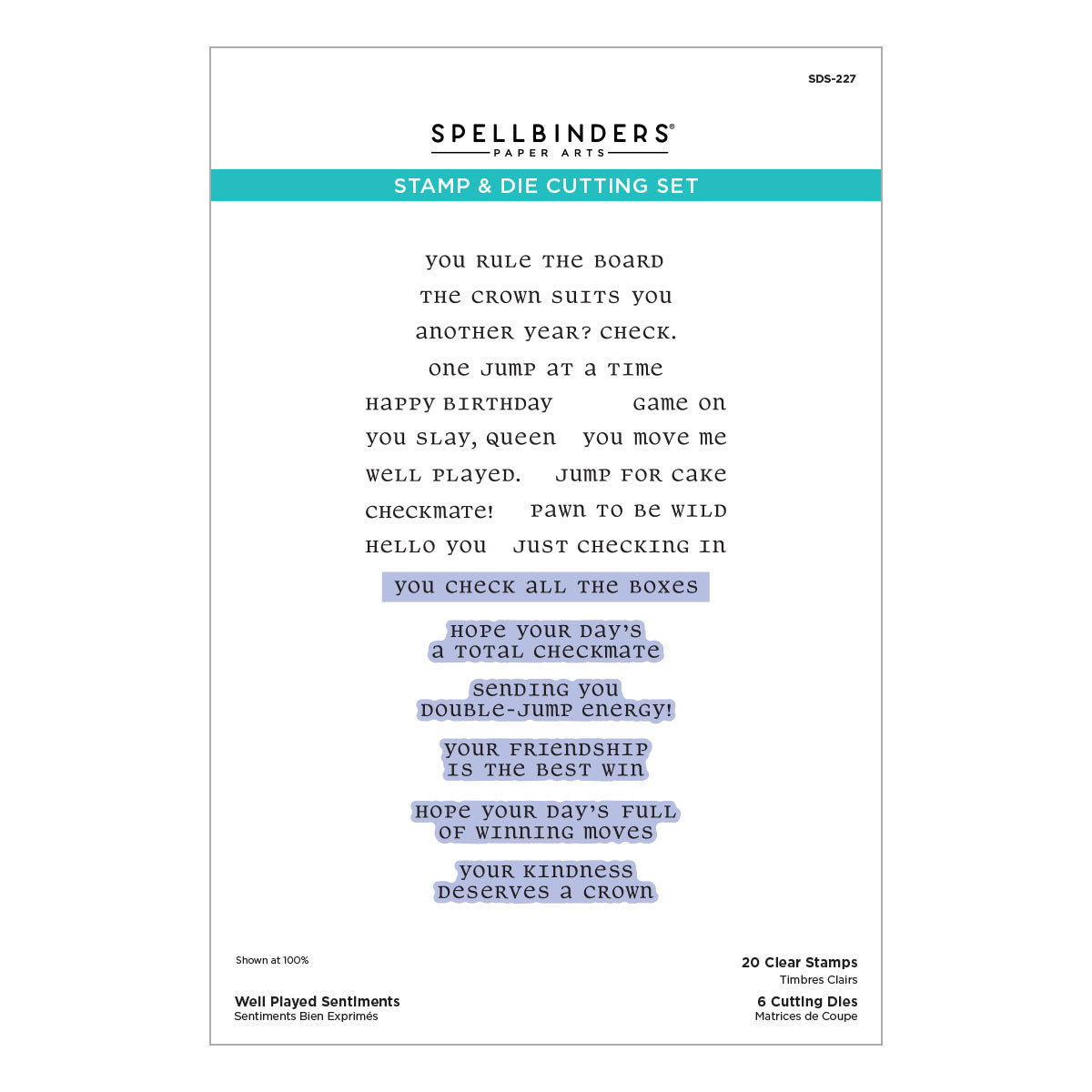 Well Played Sentiments Clear Stamp & Die Set
