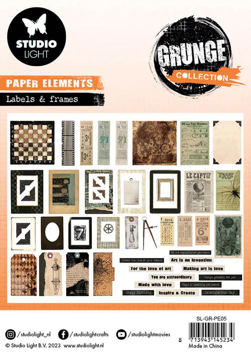 Tickets, Labels, and Frames Die Cut Paper Elements NO. 05 | Grunge Collection