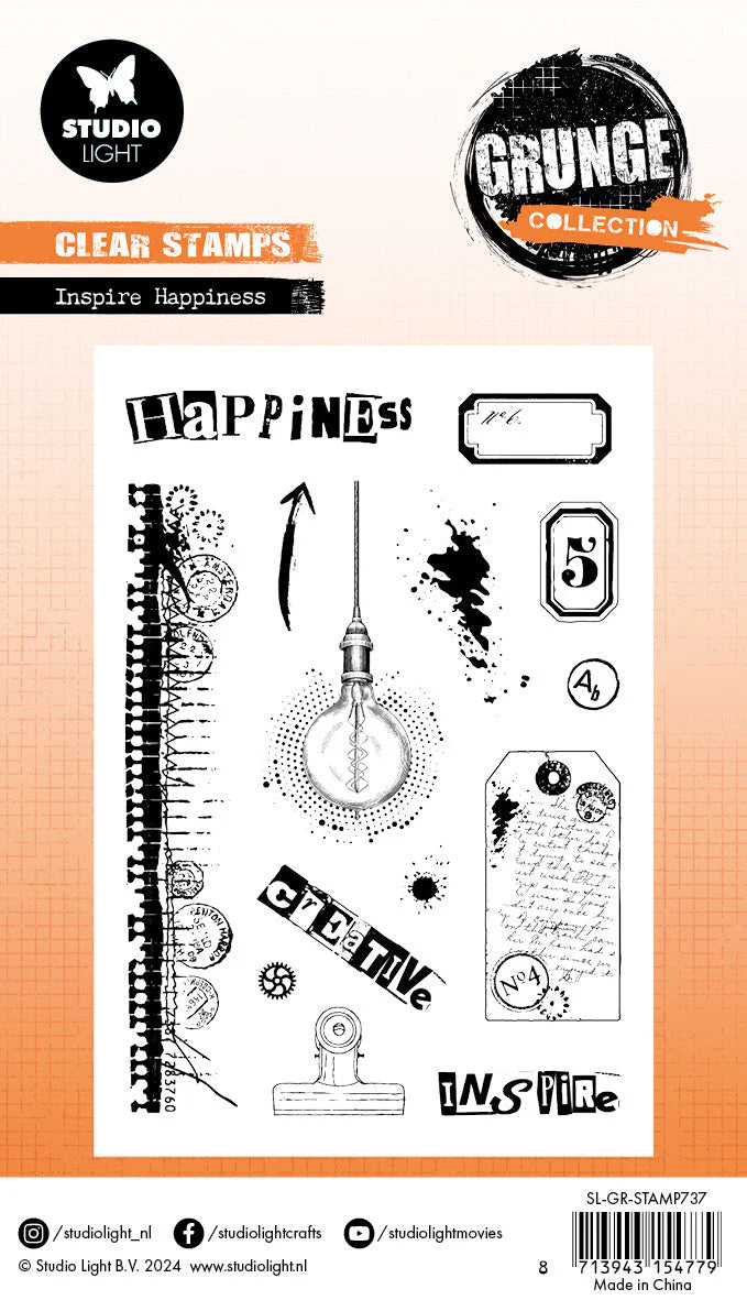 Inspire Happiness Clear Stamp Set | Grunge Collection