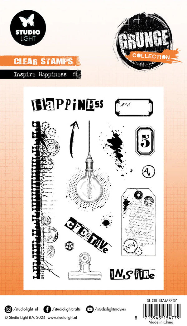 Inspire Happiness Clear Stamp Set | Grunge Collection