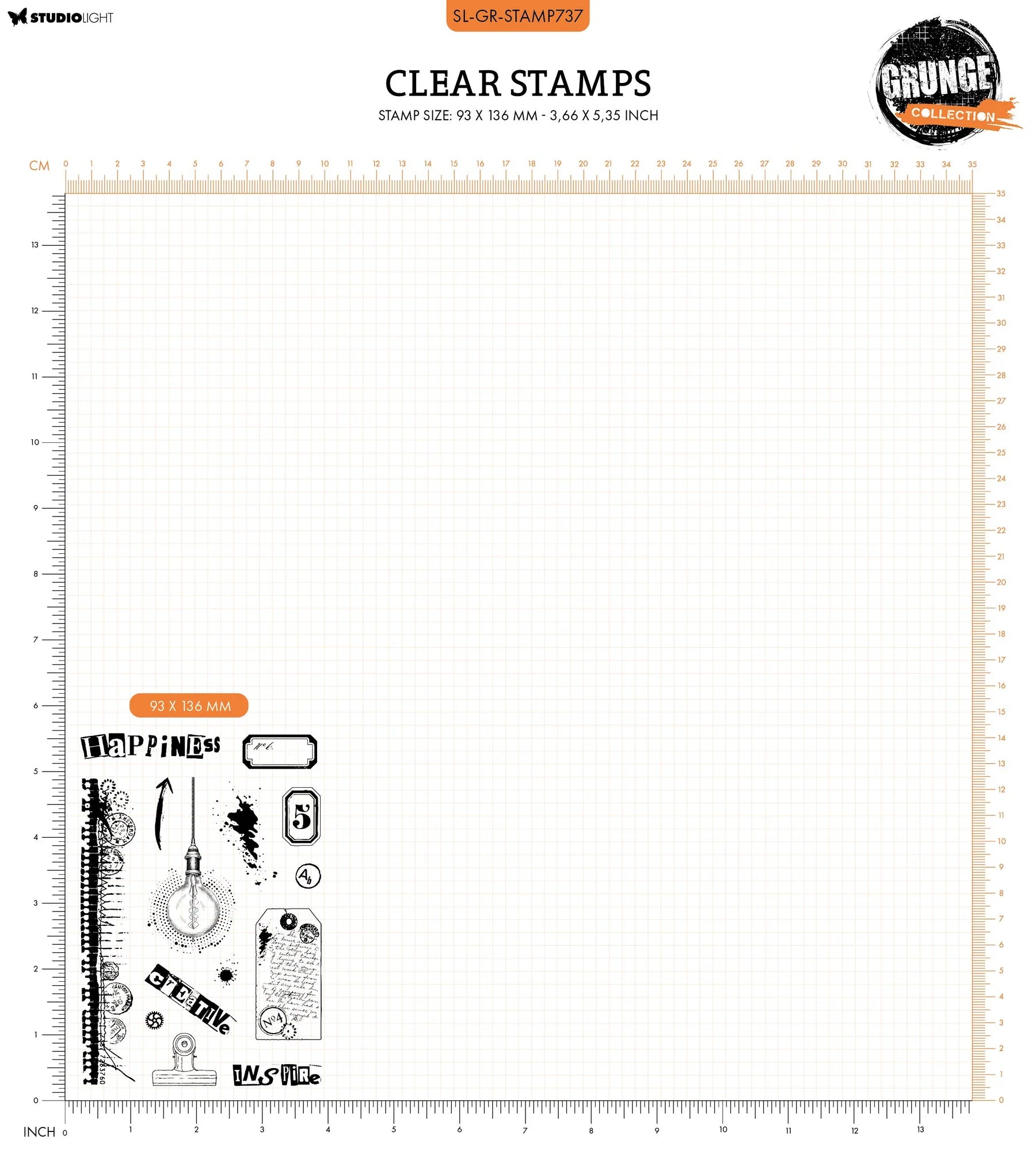 Inspire Happiness Clear Stamp Set | Grunge Collection