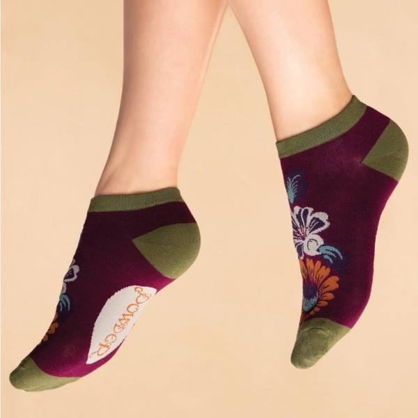 Damson Vintage Floral Trainer Socks