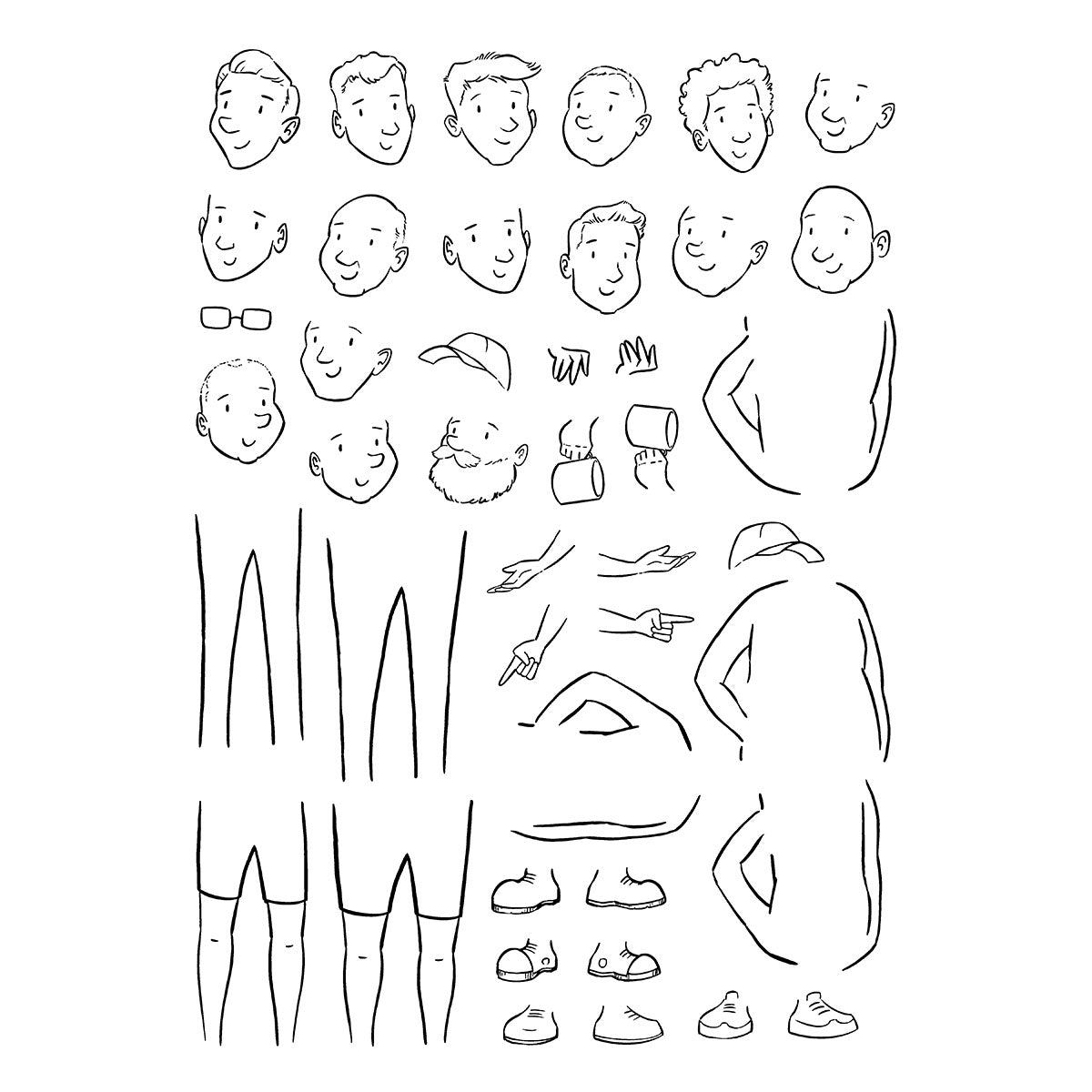 Illustrated Man Clear Stamp Set | Josh Griffiths Studio