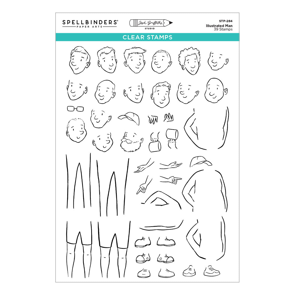 Illustrated Man Clear Stamp Set | Josh Griffiths Studio