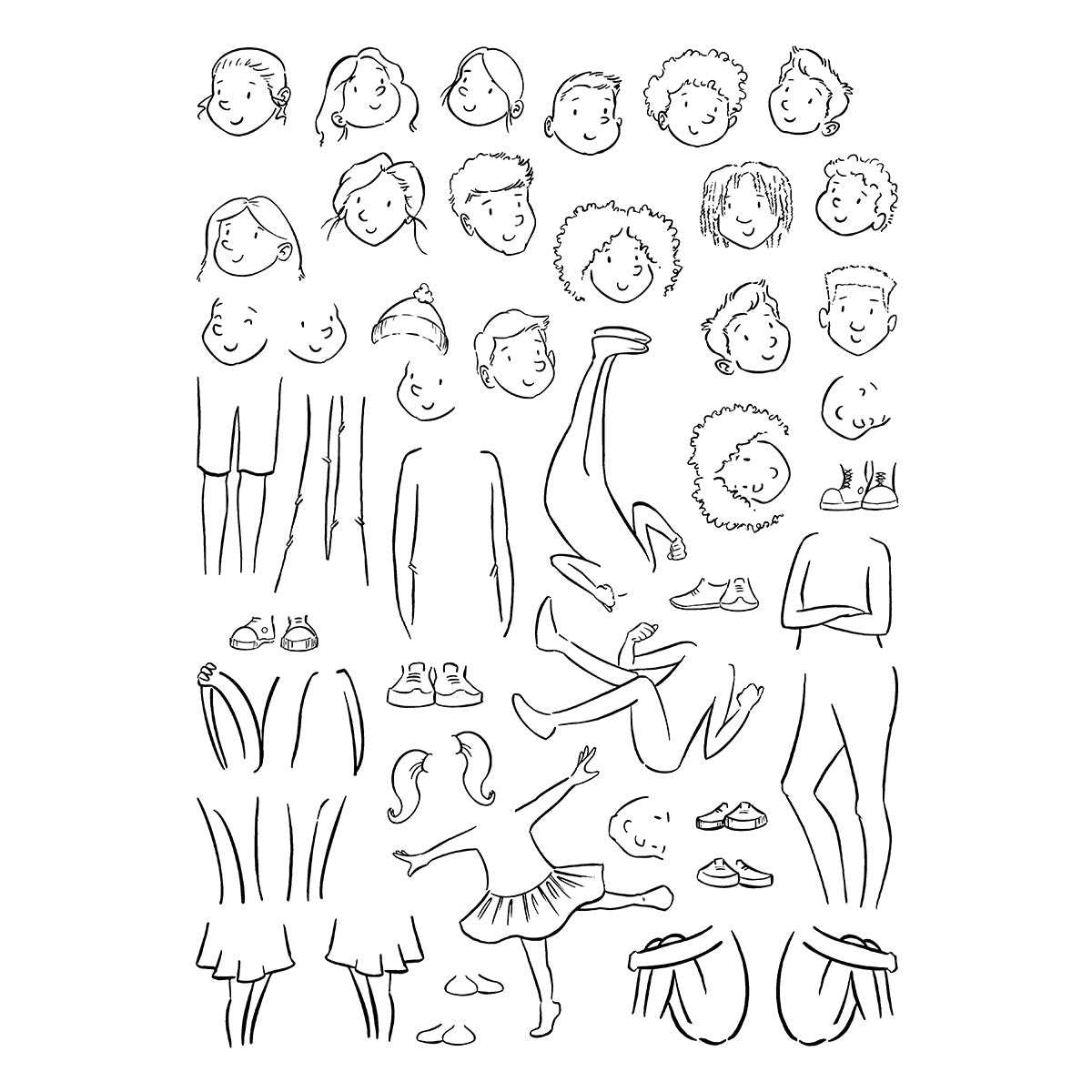 Illustrated Boys & Girls Clear Stamp Set | Josh Griffiths Studio