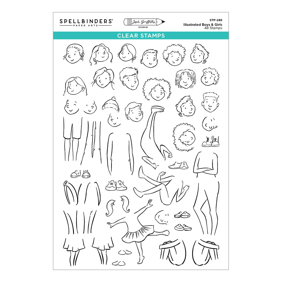 Illustrated Boys & Girls Clear Stamp Set | Josh Griffiths Studio
