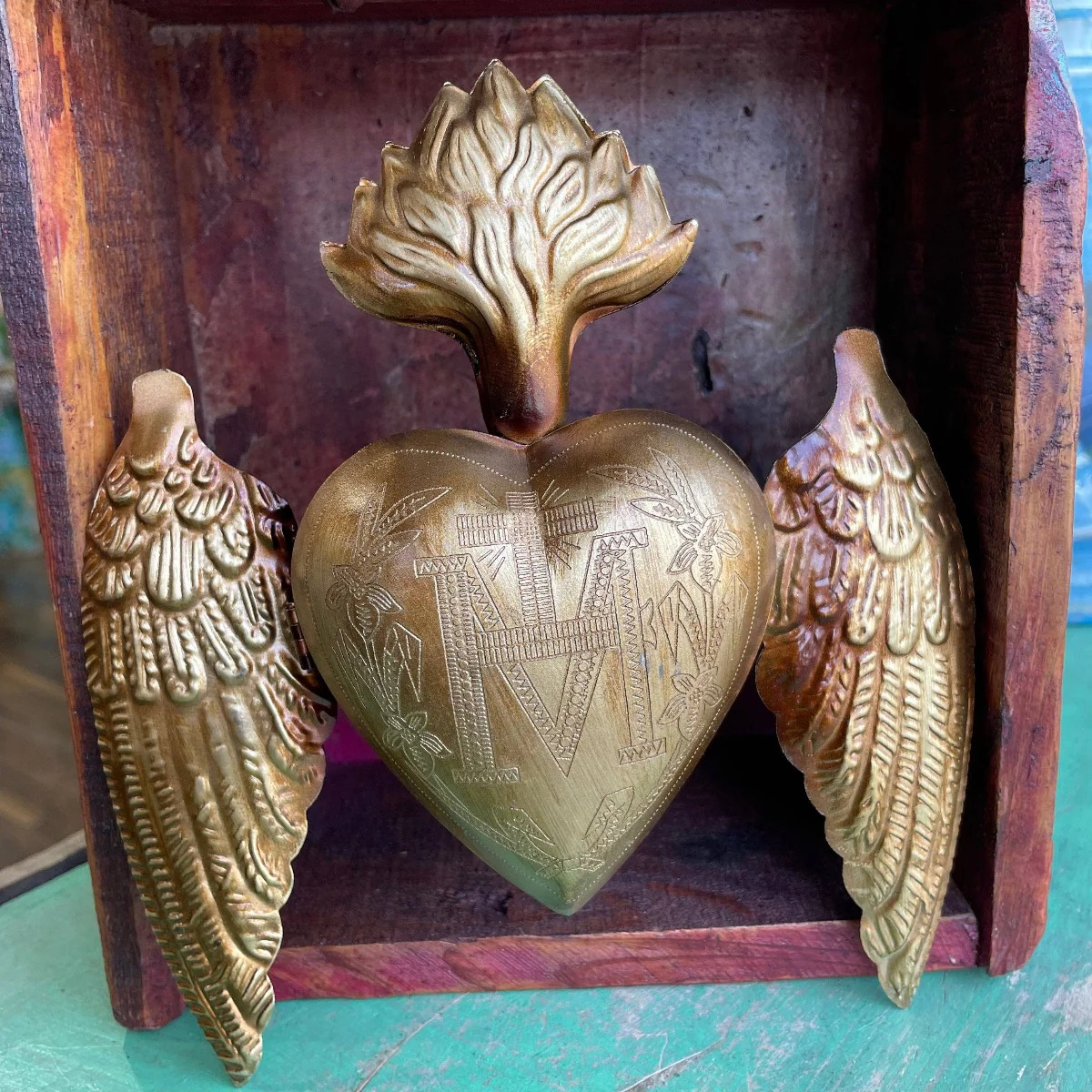 Sacred Heart Box with Wings