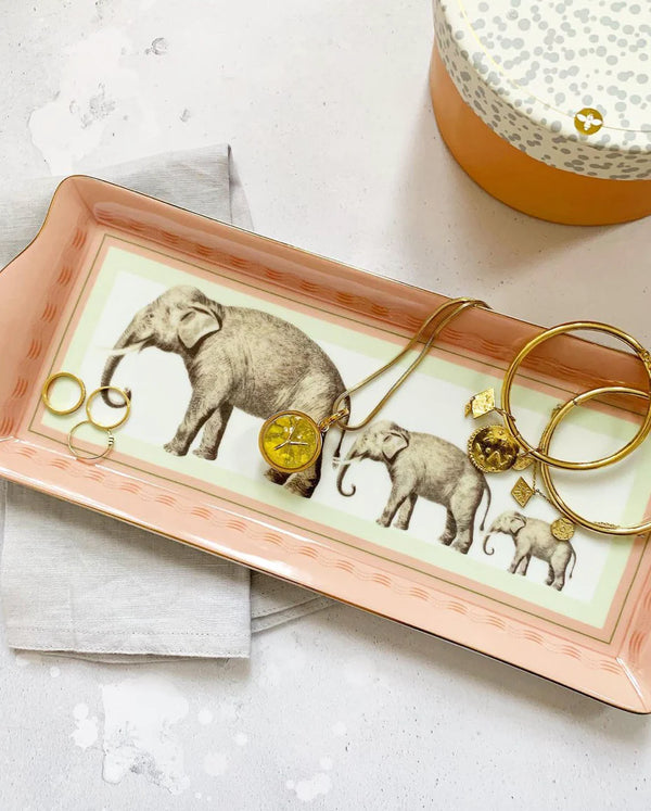 Plateau à gâteaux/bijoux de la famille des éléphants