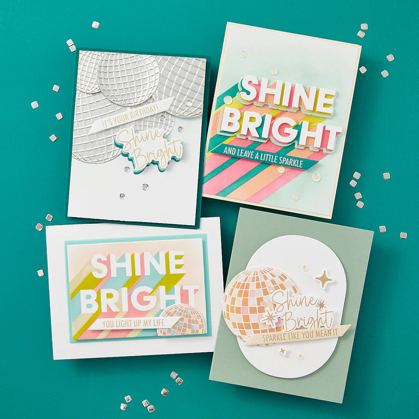 Shine Bright Sentiment Strips Press Plate + Die Set | Carissa Wiley {clearance}
