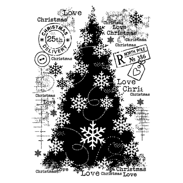 Snow Frosted Tree 4x6 Stamp Set | Woodware