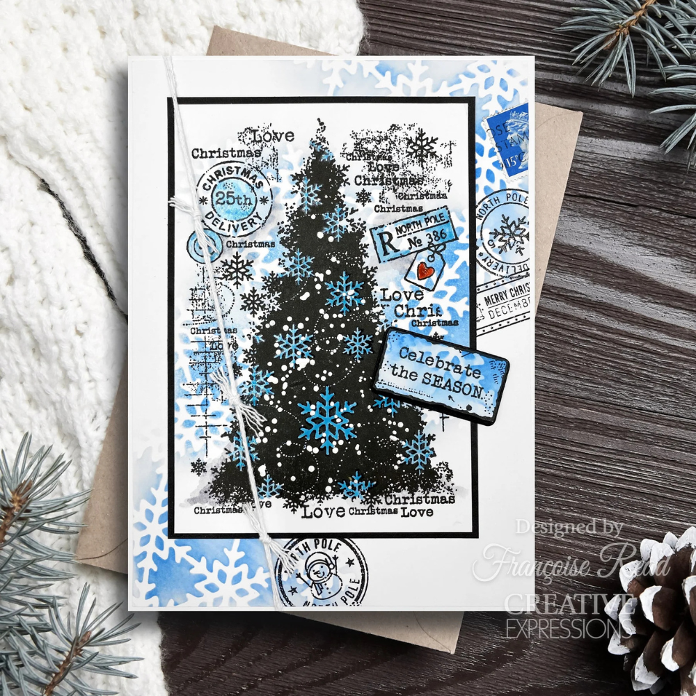 Snow Frosted Tree 4x6 Stamp Set | Woodware