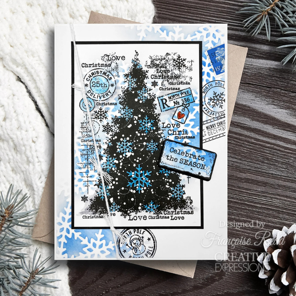 Snow Frosted Tree 4x6 Stamp Set | Woodware