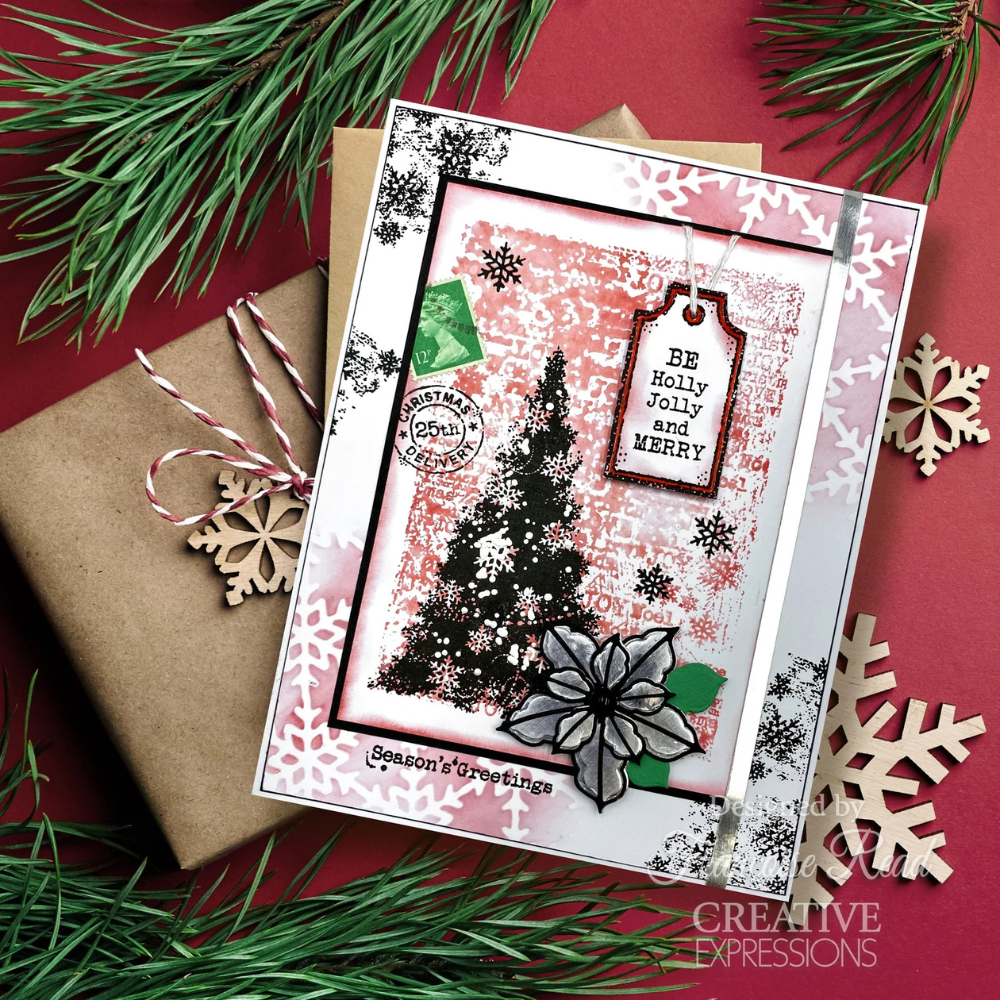 Snow Frosted Tree 4x6 Stamp Set | Woodware