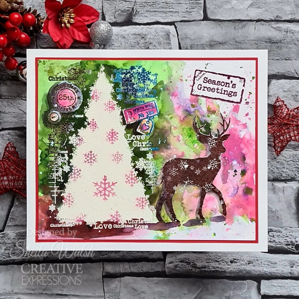 Snow Frosted Tree 4x6 Stamp Set | Woodware