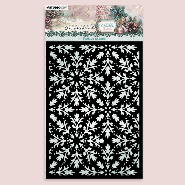 {coming soon!} Festive Damask Stencil Mask | Christmas Blush