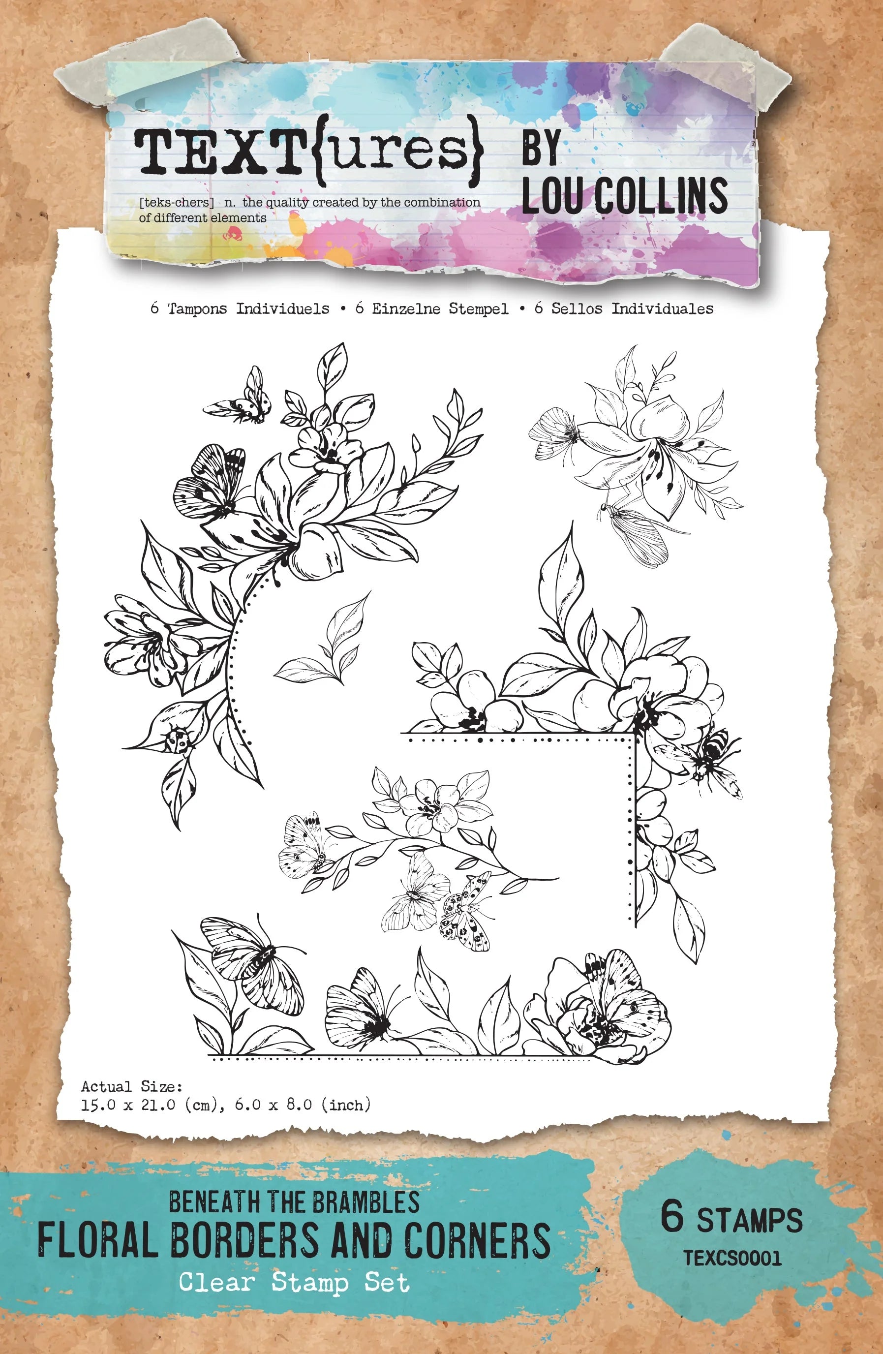 Floral Borders and Corners 6x8 Clear Stamp Set | TEXT{ures} by Lou Collins