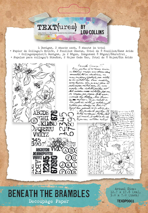 Beneath the Brambles TEXT{ures} 5x7 Decoupage Paper Pack