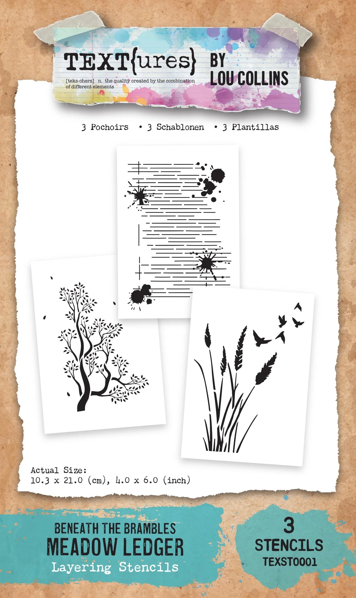 Meadow Ledger 4x6 Layering Stencil Set | TEXT{ures} by Lou Collins