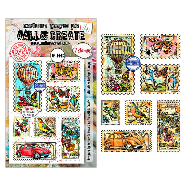 Miniature Postage Stamps A7 Clear Stamp Set No. 1443