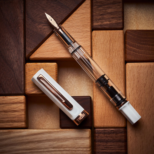 White w/ Rose Gold Eco Fountain Pen