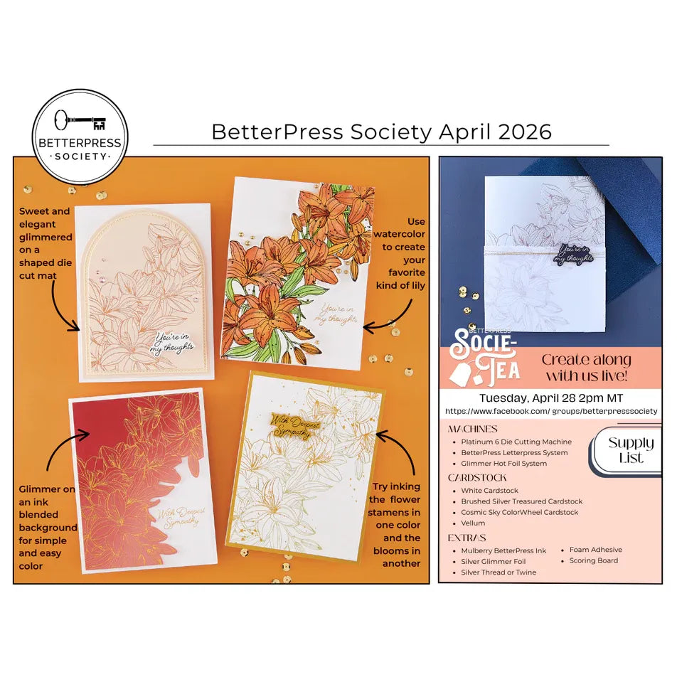 Cascading Lilies Press Plate + Die Set | BetterPress Society Exclusive {April 2026}