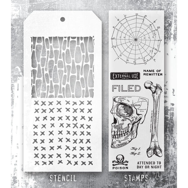 Anatomy Mixed Media Stamp + Stencil Set {Halloween} | Tim Holtz