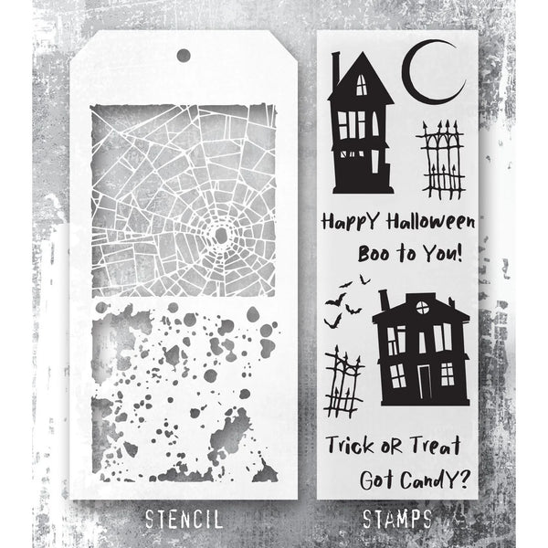 Ghost Town Mixed Media Stamp + Stencil Set {Halloween} | Tim Holtz