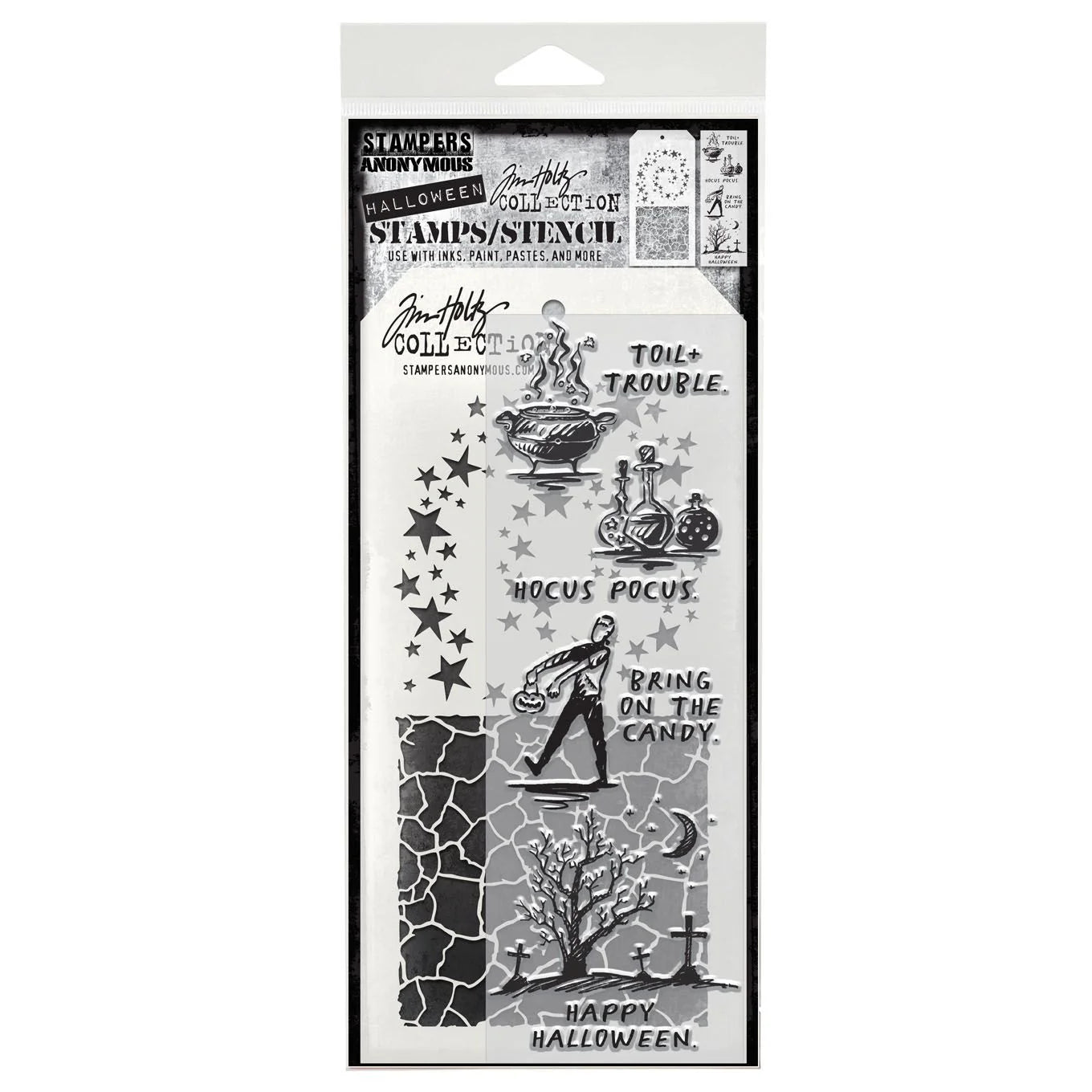 Halloween Sketch Mixed Media Stamp + Stencil Set {Halloween} | Tim Holtz
