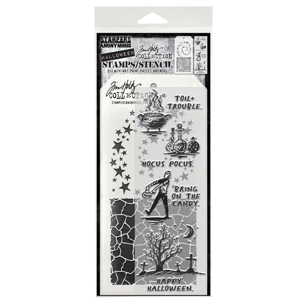 Halloween Sketch Mixed Media Stamp + Stencil Set {Halloween} | Tim Holtz
