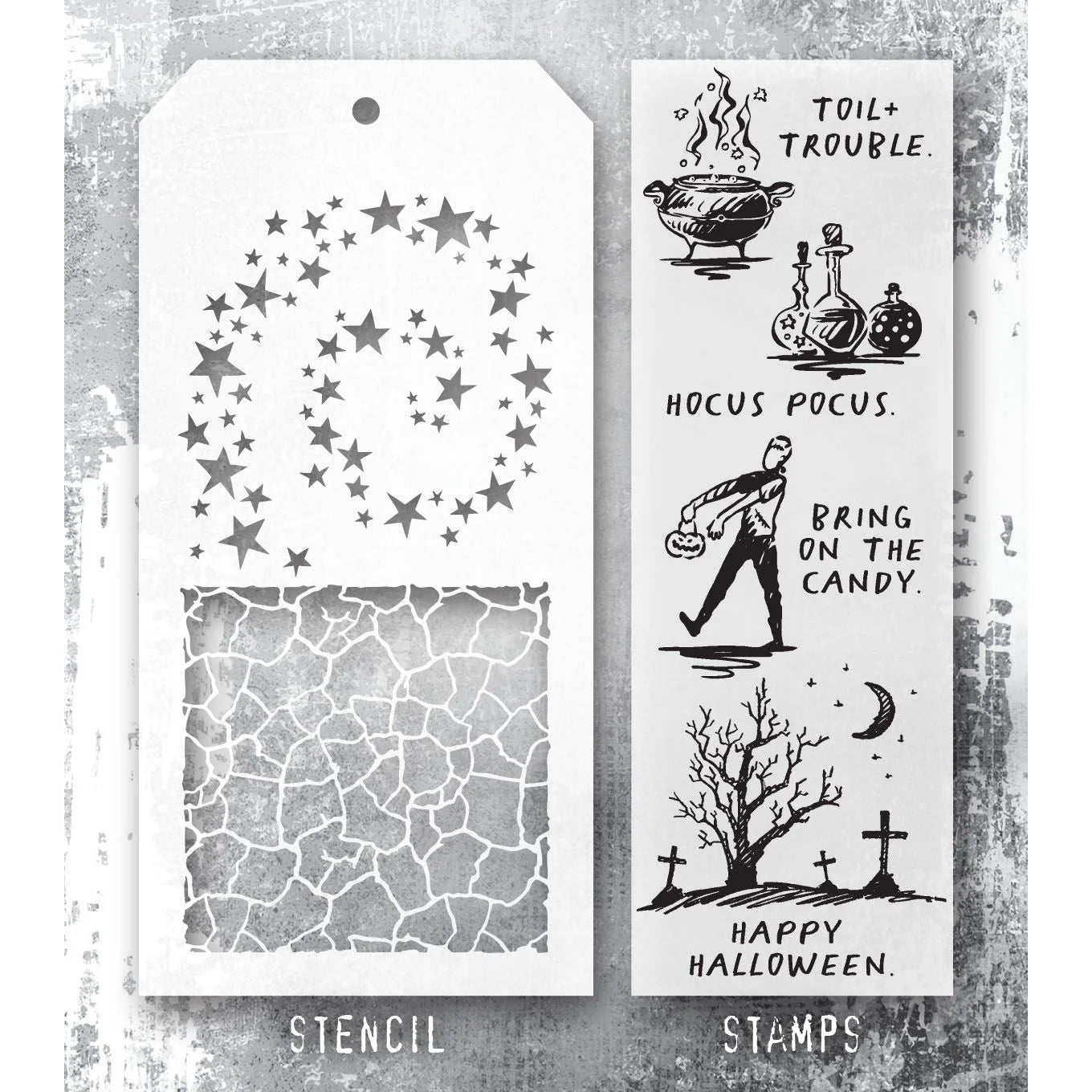 Halloween Sketch Mixed Media Stamp + Stencil Set {Halloween} | Tim Holtz