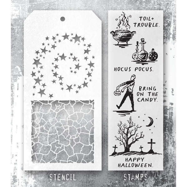 Halloween Sketch Mixed Media Stamp + Stencil Set {Halloween} | Tim Holtz