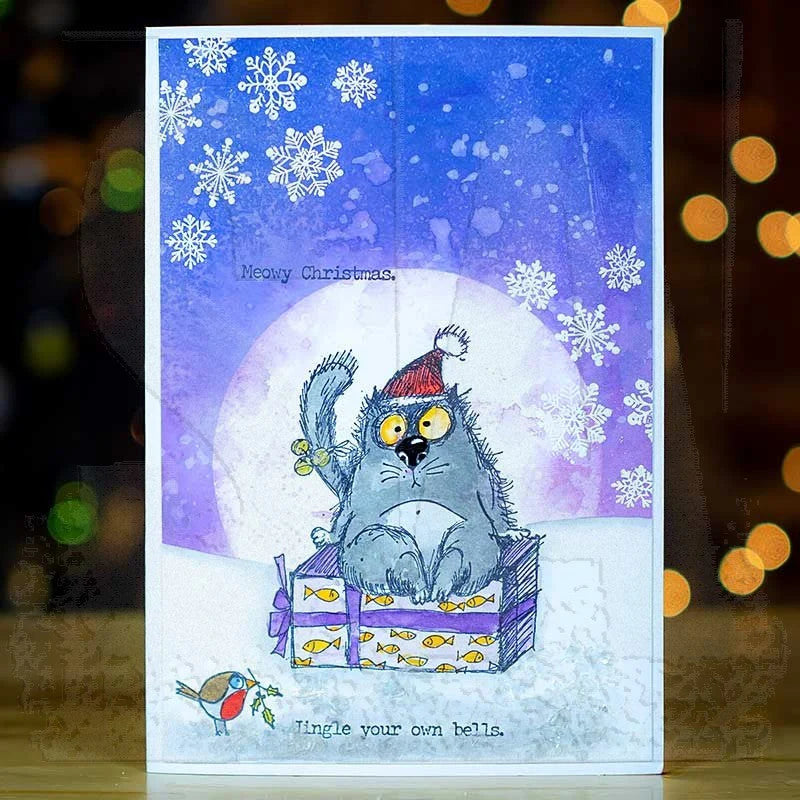 Snarky Cat Christmas Stamp + Stencil Set No. 34