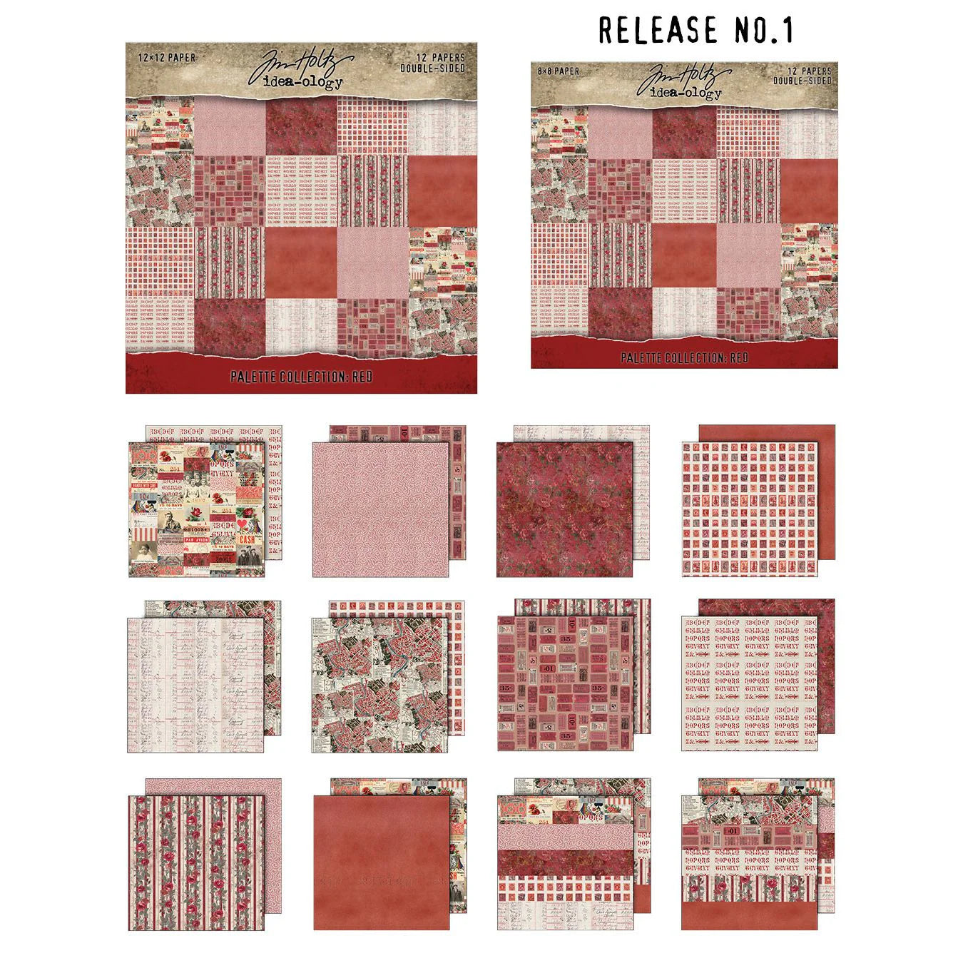 Palette Collection: Red | Double-Sided Cardstock Paper Pack | idea-ology