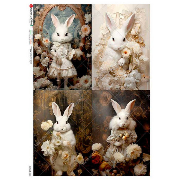 Victorian Bunnies 4-up A3 Rice Paper