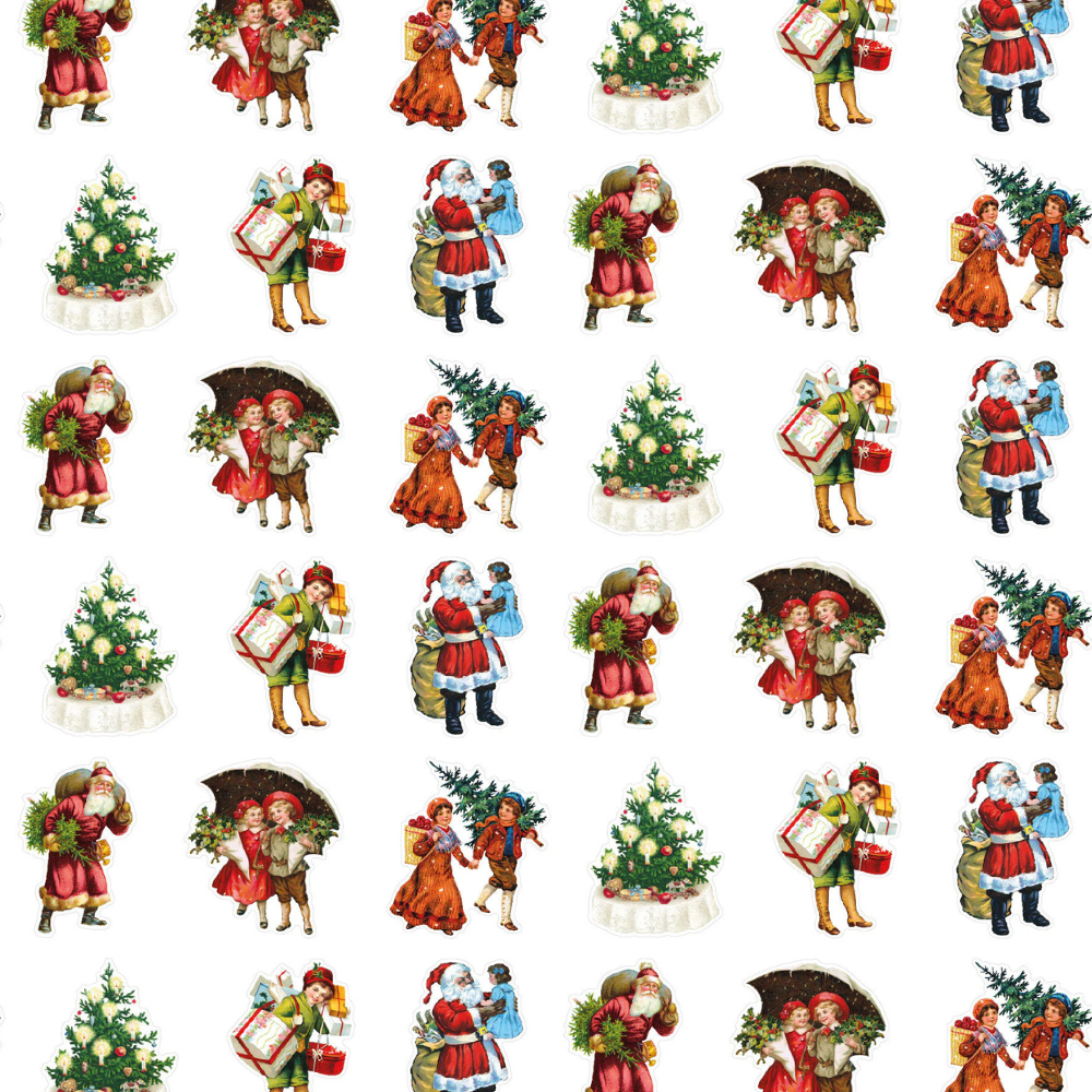 Vintage Christmas Celebration Clear Kiss-Cut PET Stickers