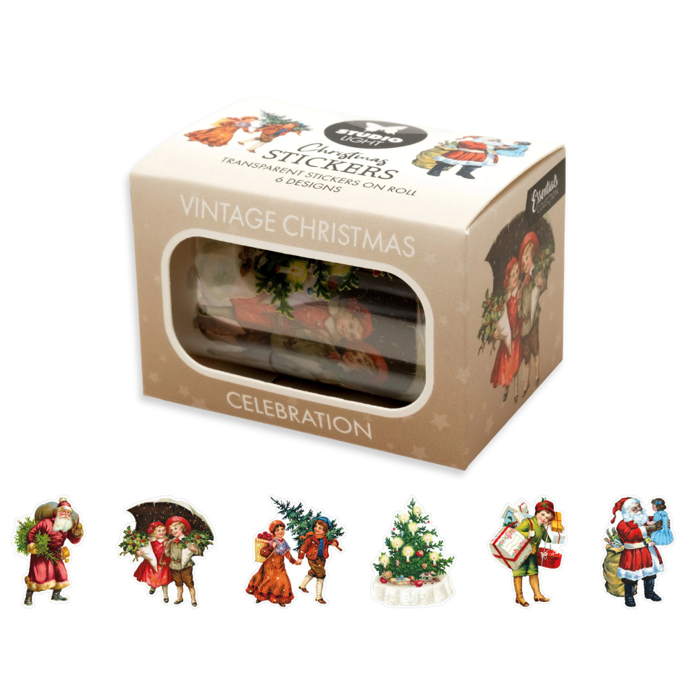 Vintage Christmas Celebration Clear Kiss-Cut PET Stickers