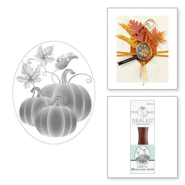 Pumpkin Trio 3D Wax Seal | Falling Leaves