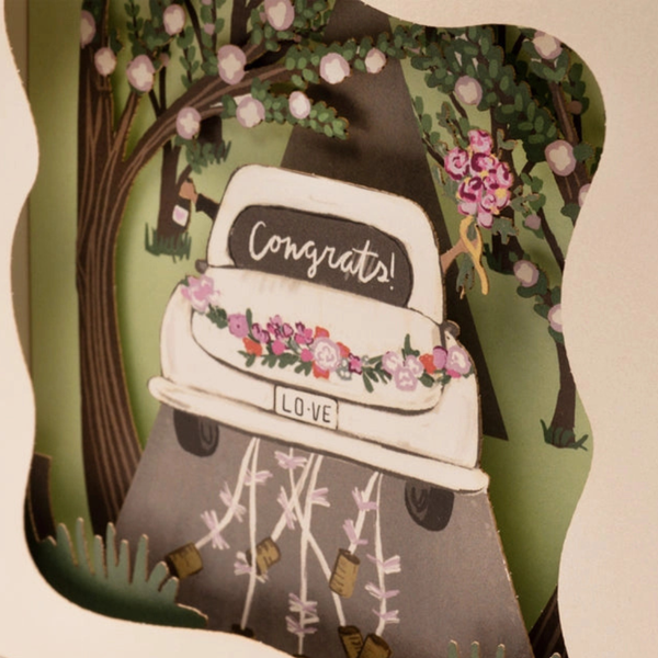 Wedding Car Layered & Framed Pop Up Card {clearance}