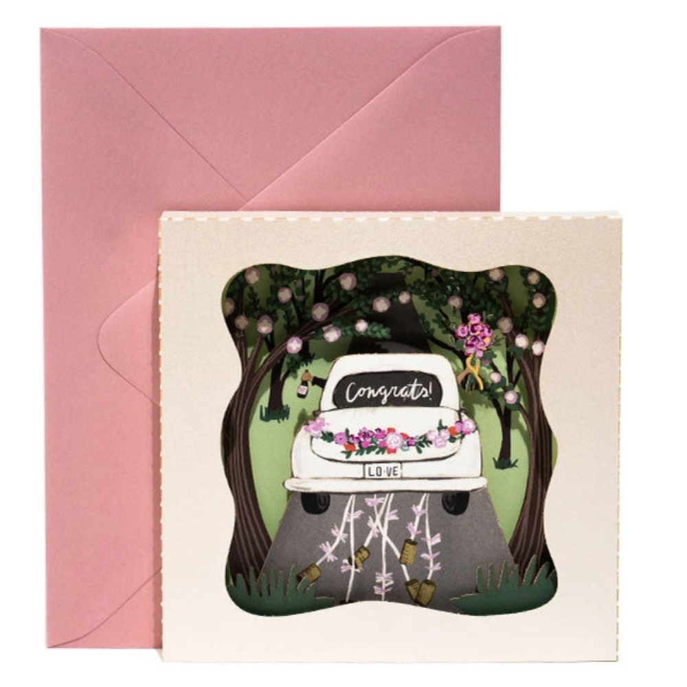 Wedding Car Layered & Framed Pop Up Card {clearance}