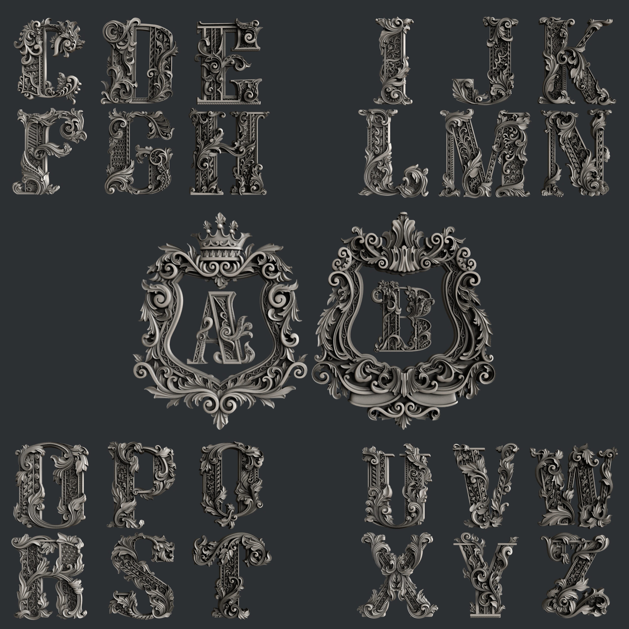 Monogram Alpha 3D Silicone Moulds {clearance}