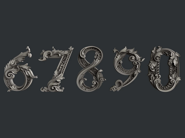Moules en silicone 3D Zuri | Ensembles de chiffres baroques 