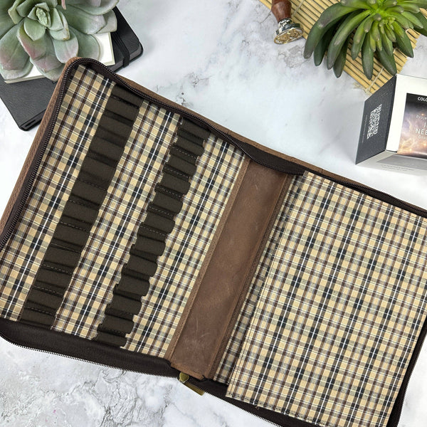 Bomber Brown 24-Slot Zippered Pen Case