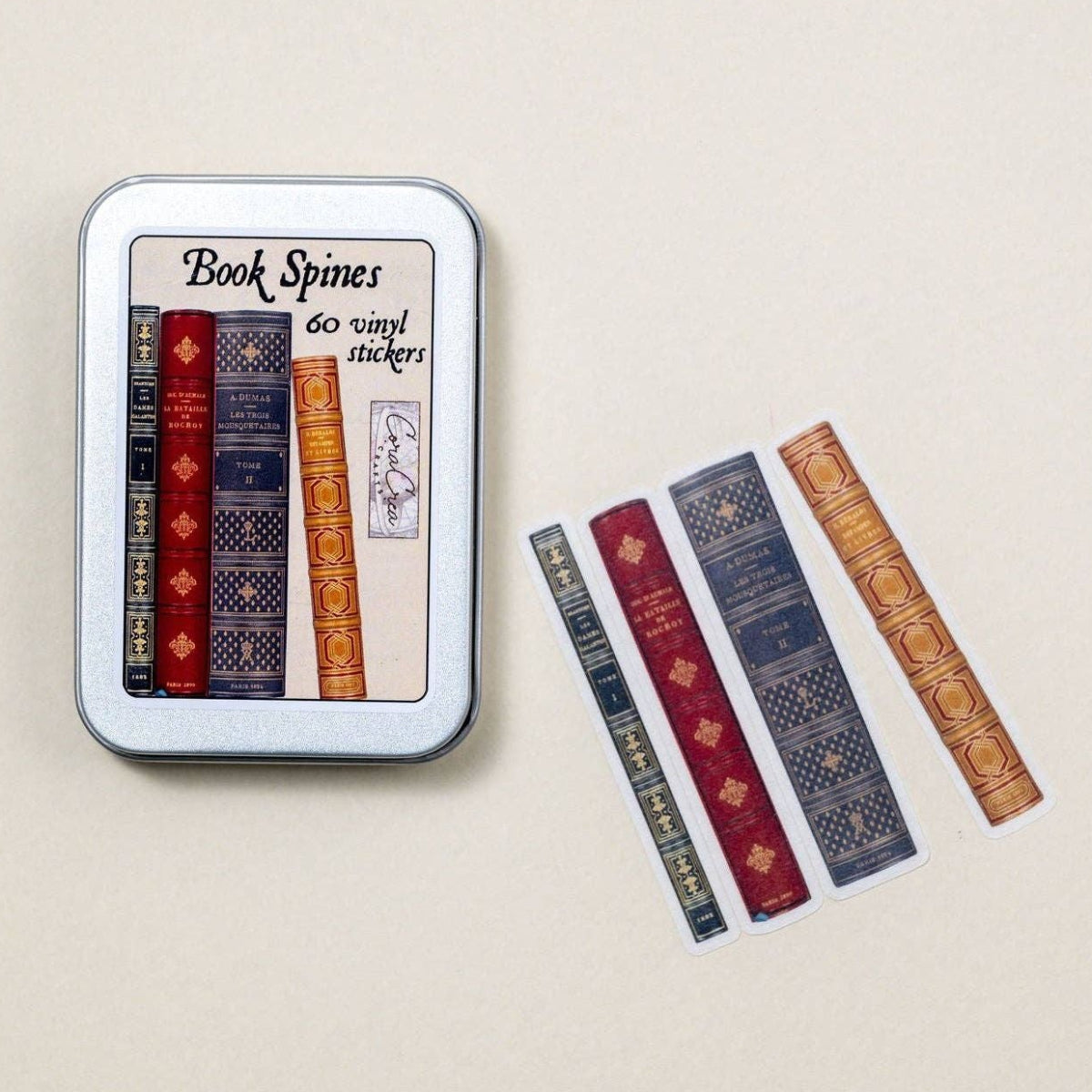 Book Spines Sticker Tin Box