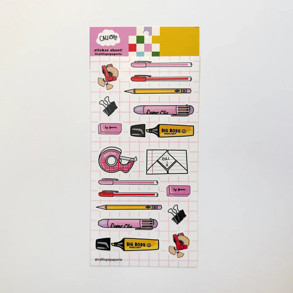 Office Supplies Clear Sticker Sheet