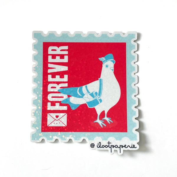 Par Pigeon Forever Stamp Glitter Single Sticker