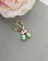 Tiny Lady Cameo Earrings in Mint & Pink