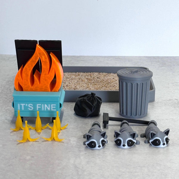Illuminated Dumpster Fire Zen Garden Mini Desk Decor