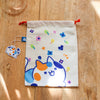 Floral Calico Drawstring Pouch Bag