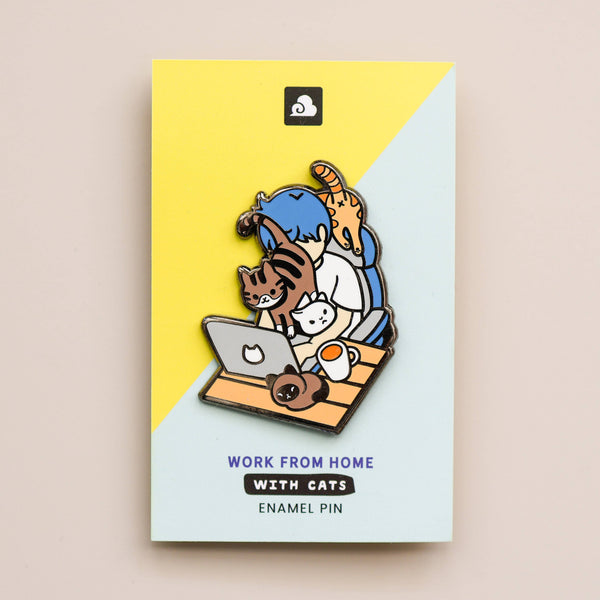 Work From Home with Cats Enamel Pin